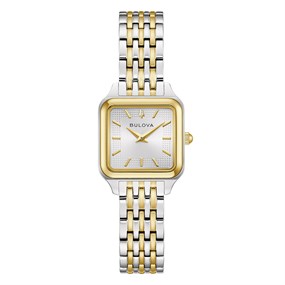 Bulova 98L330 Two Tone Bracelet Square Mother Of Pearl Dial Bracelet Watch - W83243