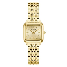 Bulova 97L191 Gold Tone Square Mother Of Pearl Dial Bracelet Watch - W83244