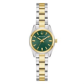Bulova 98L329 Two Tone Green Dial Bracelet Watch - W83245