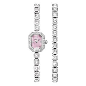 Bulova 96X168 Crystal Set Watch And Bracelet Gift Set - W83259