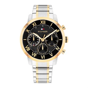 Tommy Hilfiger 1710729 Two Tone Black Dial Bracelet Watch - W95390