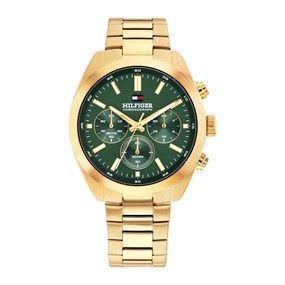 Tommy Hilfiger 1710736 Gold Tone Green Dial Bracelet Watch - W95451
