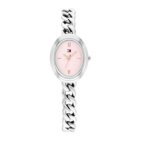 Tommy Hilfiger 1782876 Demi Oval Stainless Steel Blush Dial Chain Bracelet Watch - W95456