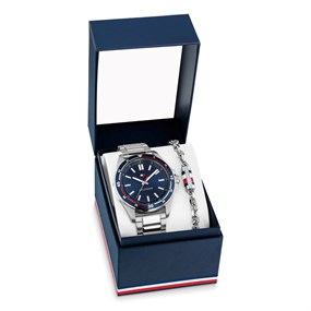 Tommy Hilfiger 2770253 Blue Dial Watch And Bracelet Gift Set - W95500