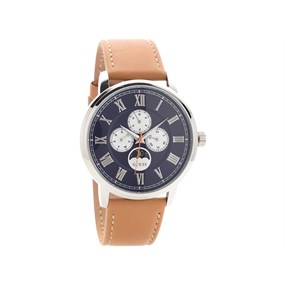 Guess W0870G4 Delancy Moon Phase Tan Leather Strap Watch - W9699