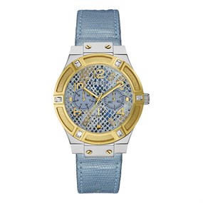 Guess W0289L2 Jet Setter Two Tone Blue Leather Strap Watch - W9807