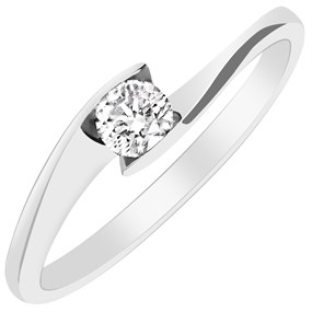 9ct White Gold Diamond Twist Solitaire Ring - 15pts - X10052