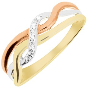 9ct Gold Three Colour Diamond Band Ring - X10114