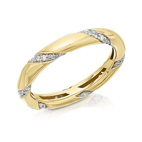 9ct Gold Diamond Banded Wedding Ring - 20pts - X10145