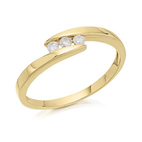 9ct Gold Diamond Trilogy Crossover Ring - 10pts - X10157