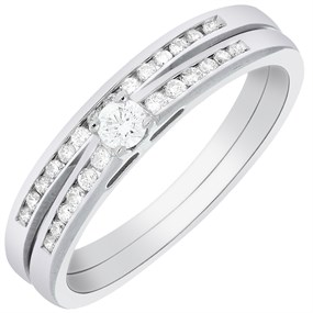 9ct White Gold Diamond Engagement Ring And Wedding Ring Set - 29pts - X10406