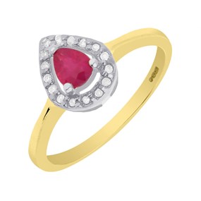 9ct Gold Ruby And Diamond Cluster Ring - X10656