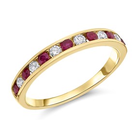 9ct Gold Ruby And Diamond Half Eternity Ring - 35pts - X10675