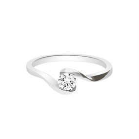 18ct White Gold Diamond Twist Solitaire Ring - 30pts - X10965