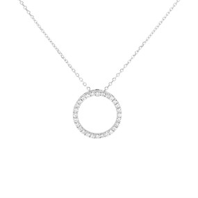 18ct White Gold Diamond Circle Necklace - 1/4ct - X11321
