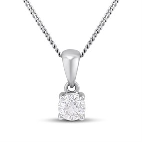 Platinum 4 Claw Diamond Solitaire Pendant and Chain- 25pts - X11328