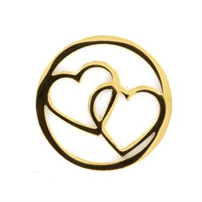 Sterlina Milano Gold Plated Twin Hearts Coin - Small - X40880