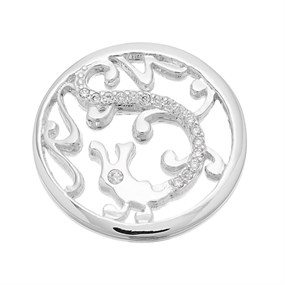Sterlina Milano White Crystal Dragon Coin - Small - X40898