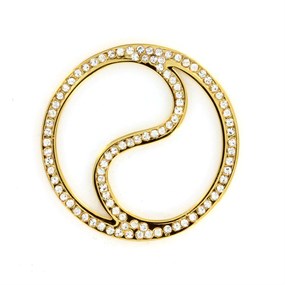Sterlina Milano Gold Plated Open Crystal Swirl Coin - Large - X40931