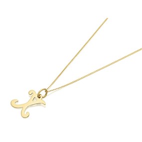 9ct Gold Orate Script Initial X Pendant And Chain - X50438