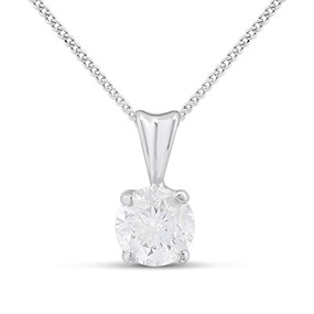 9ct White Gold four Claw Diamond Solitaire Necklace 75 points - X50645