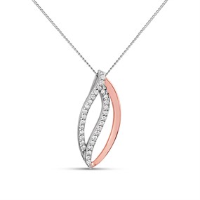 9ct Rose And White Gold Diamond Necklace - X50649
