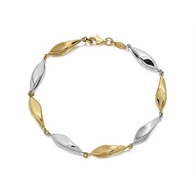 9ct Two Colour Gold Twisted Link Bracelet - 8in - X51050