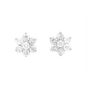 9ct White Gold Diamond Cluster Stud Earrings - 1ct per pair - X51640