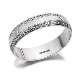 18ct White Gold Beaded Edge Wedding Ring - Size L Only - Z08120