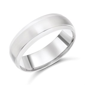 9ct White Gold Satin And Polished Wedding Ring - 7mm - Size V Only - Z10869