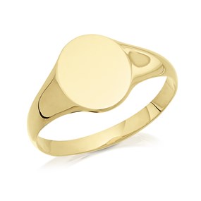 9ct Gold Oval Signet Ring- Size J - Z13595