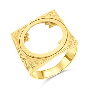 9ct Gold Square Half Sovereign Ring Mount - Z15318
