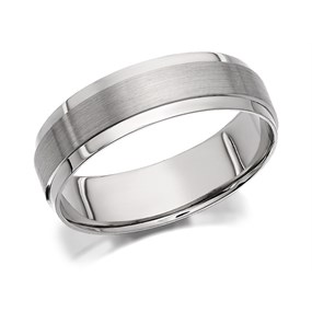 Palladium 500 Brushed And Polished Finish Wedding Ring - 6mm. Size Z+6 - Z15356