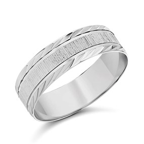 9ct White Gold Diamond Cut Wedding Ring - 6mm - Z1535