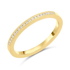 9ct Yellow Gold 2mm Diamond Half ET/Wedding Ring - 10pts - Z15891