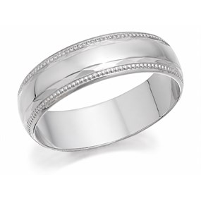 9ct White Gold Beaded Edge Wedding Ring - 5mm - Z17374