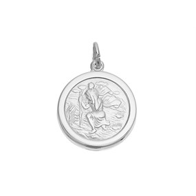 Silver Round St. Christopher Medallion - 20mm - Z4027