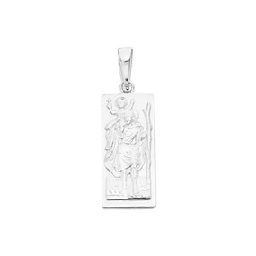 Silver Rectangular St. Christopher Ingot - 35mm - Z4039
