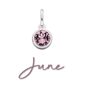 Silver Light Pink Cubic Zirconia Birthstone Charm - June - Z4206