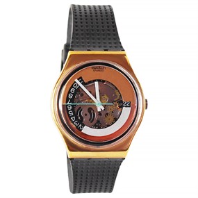 Swatch Moonquake 1990 Collectable Black Strap Watch- GX404 - Z4307