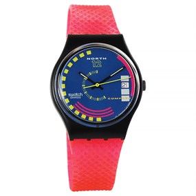 Swatch Traffic Jam 1990 Collectable Red Strap Watch- GB412 - Z4318