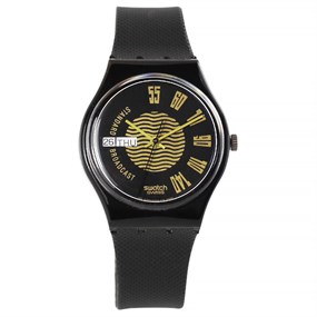 Swatch Broadcast 1991 Collectable Black Strap Watch- GB720 - Z4326