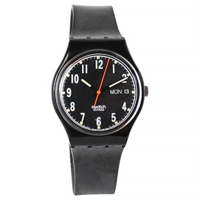 Swatch Tee 1993 Collectable Black Strap Watch- GB728 - Z4334