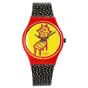 Swatch Dotchair 1993 Collectable Dotted Strap Watch- GR115 - Z4346