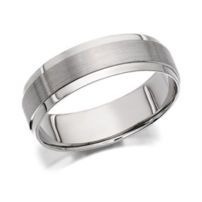 Palladium 500 Brushed And Polished Finish Wedding Ring - 6mm - Size Z+2 Only - Z50415