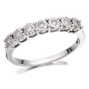 9ct White Gold Diamond Half Eternity Ring - 10pts - Z50623