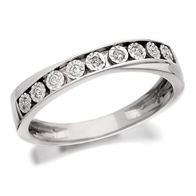 9ct White Gold Diamond Crossover Half Eternity Ring - 6pts - Size V Only - Z50667