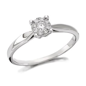 9ct White Gold Diamond Starburst Ring - 12pts - EXCLUSIVE - Z50753