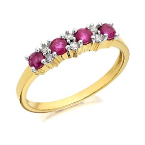 9ct Gold Diamond And Ruby Ring - Size H Only - Z50869