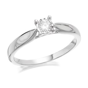 9ct White Gold Diamond Solitaire Ring - 15pts - Size V Only - Z50900